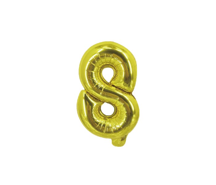 Party Time 8-G-804000 Number 8 16 Inch Foil Balloon Gold - Zoom Image