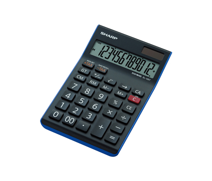 Sharp EL-125T-BL Desktop Calculator with Large 12-Digit Display, Blue - Zoom Image