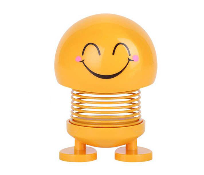 Fashion Spring Bounce Grinning Smiley Doll Toy for Car Dashboard - Yellow - Zoom Image