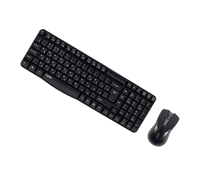 Rapoo X1800 Combo Wireless Optical Mouse & Keyboard - Arabic, Black - Zoom Image 2