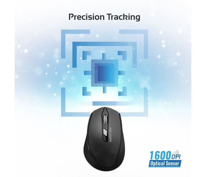 Promate Clix-6 Ergonomically Designed 2.4GHz Wireless Mouse, Black - Zoom Image 5