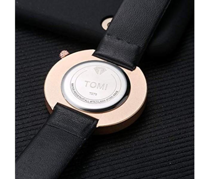 Tomi T078 Luxury Quality Quartz Leather Watch For Unisex Black & White - Zoom Image 3