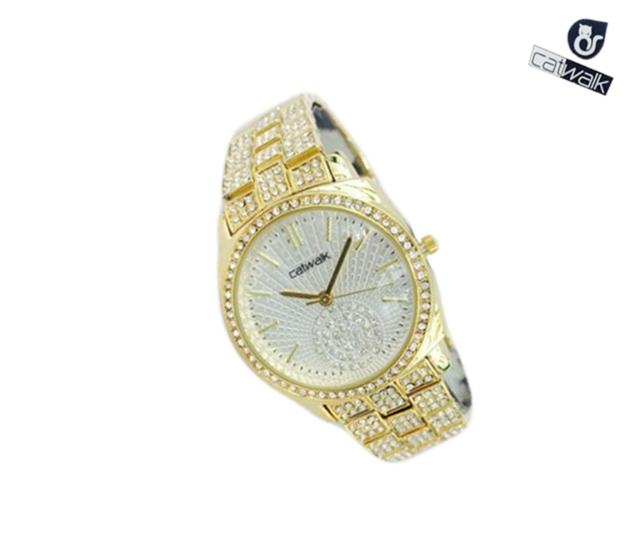 Catwalk CW-988 Genuine quality Fashionable Cz Watch For Women Gold - Zoom Image