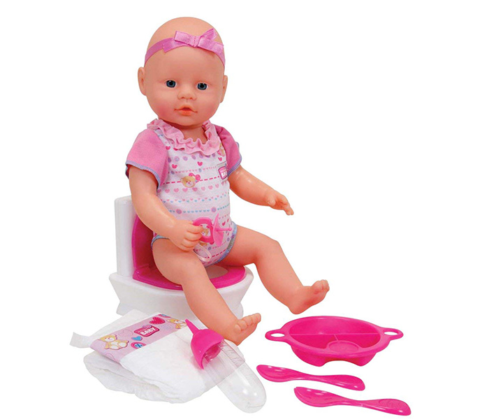 Simba 5032483 38 CM New Born Baby with Flushing Potty Set - Pink - Zoom Image 1