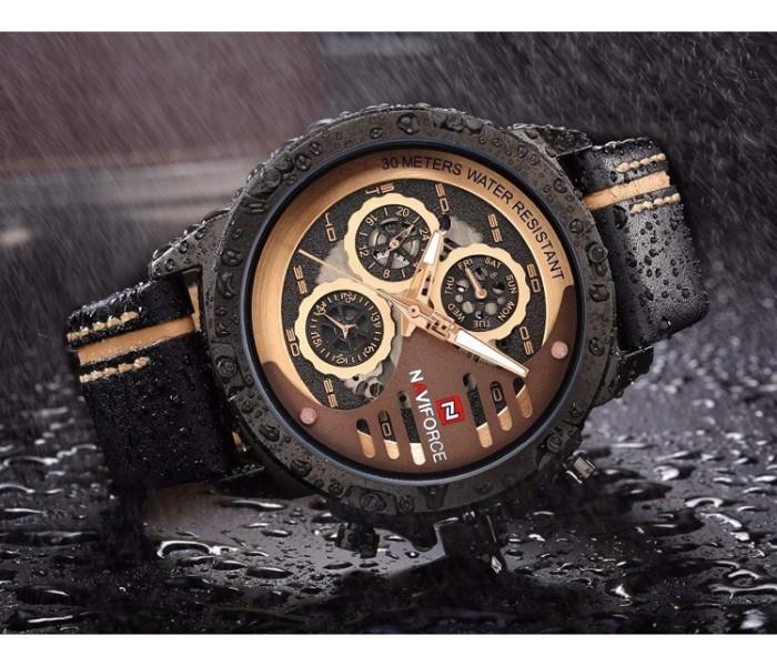 Naviforce 9110 Water Resistant Chronograph Watch for Men Black - Zoom Image 3