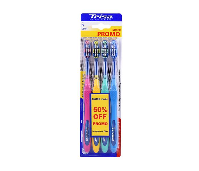 Trisa Flex Head 4 Unit Pack Soft Toothbrush - 2+2 Pack - Zoom Image