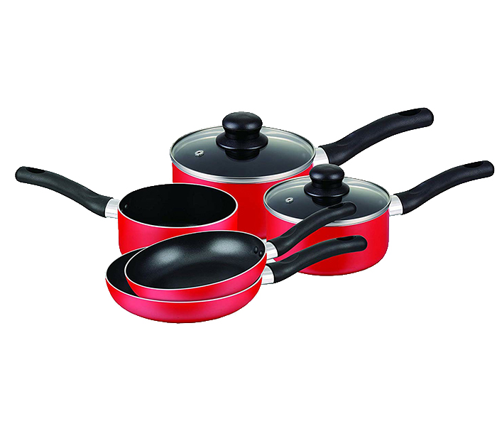 Royalford RFU9082 7 Pieces Aluminum Non-Stick Cookware Set - Red - Zoom Image 3