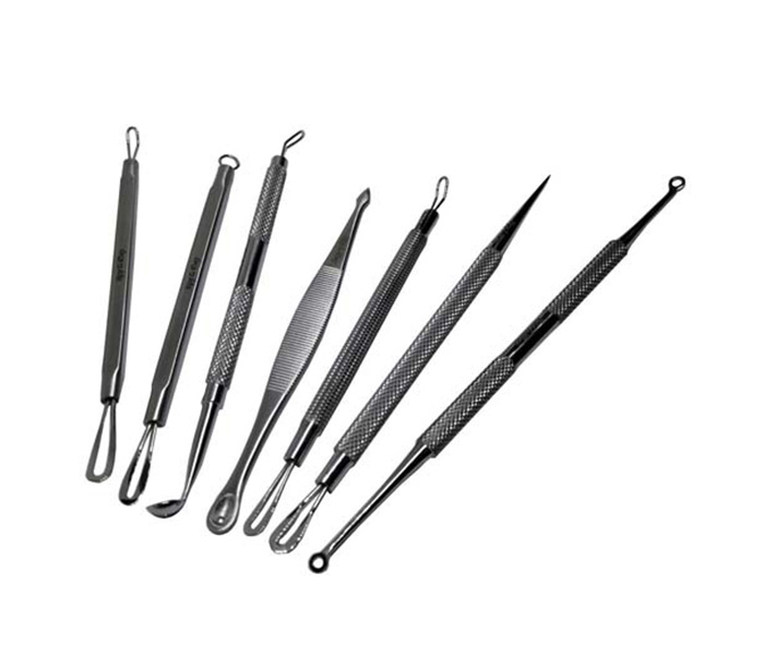 Tips & Toes TT-276 Stainless Steel Blackhead & Whitehead Popping Pimple Remover Acne Extractor Tools Grooming Kit - 7 Pieces - Zoom Image 2