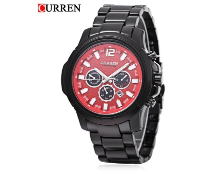 Curren 8059 Stainless Steel Analog Watch For Men Black And Red - Zoom Image 3