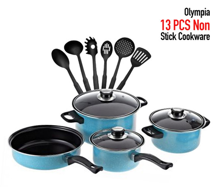 Olympia OE-005-13 13 Pieces Non-Stick Cookware Set - Blue - Zoom Image