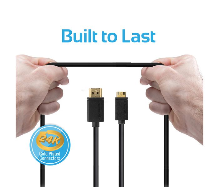 Promate LinkMate-H2 High Speed Premium 24K Gold Plated HDMI to Mini-HDMI Cable - Black - Zoom Image 3