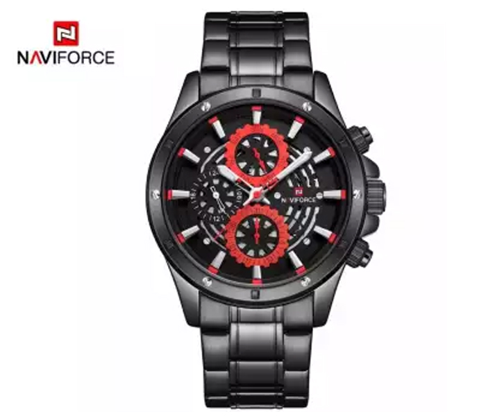 Naviforce 9149 Men Luxury Chronograph Stainless Steel Starp Watch - Red - Zoom Image 3