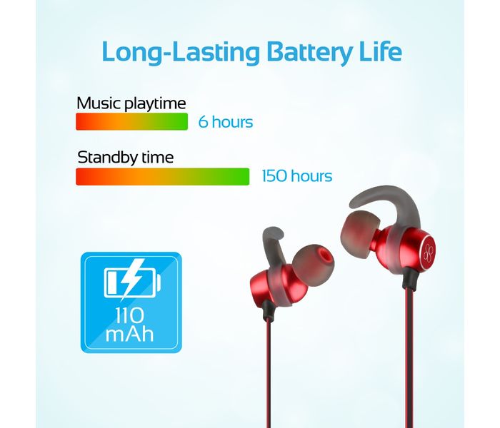 Promate Spicy-1 High Definition Wireless Secure-Fit Stereo Magnetic Earbuds, Red - Zoom Image 5