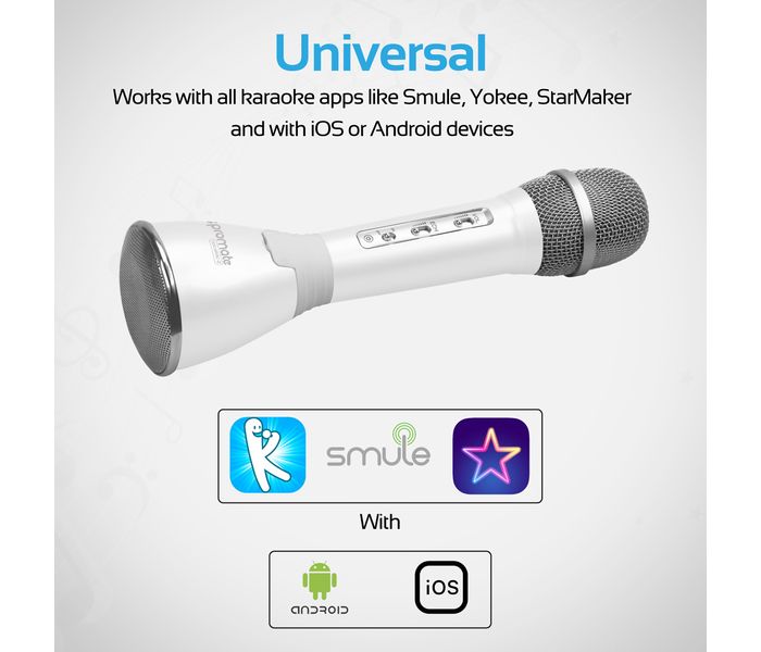 Promate VocaMic-2 Wireless MicroPhone karaoke Machine with Bluetooth Speaker, White - Zoom Image 2