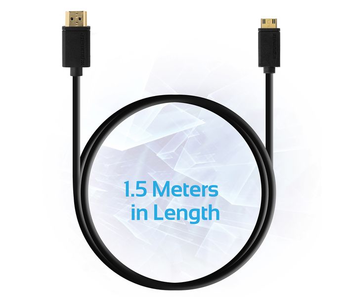 Promate LinkMate-H2 High Speed Premium 24K Gold Plated HDMI to Mini-HDMI Cable - Black - Zoom Image 2