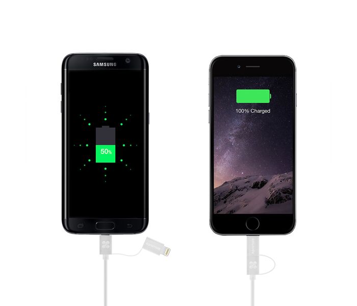 Promate LinkMate-Duo 2 in1 Lightning and Micro-USB Sync & Charge Cable for iPhone and Android Devices - White - Zoom Image 3