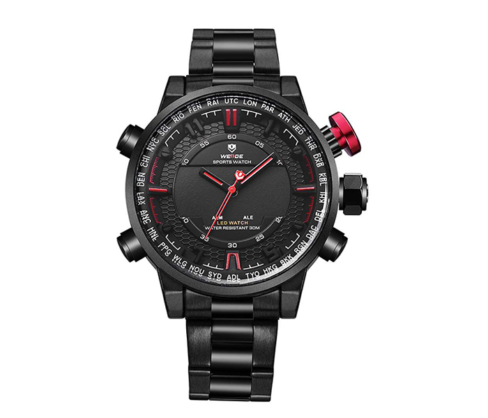 Weide WH-6402MB Analog and LED Digital Watch Black and Red - Zoom Image 1