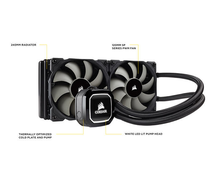 Corsair CW-9060040-WW Hydro Series H100x High Performance Liquid CPU Cooler - Black - Zoom Image 2