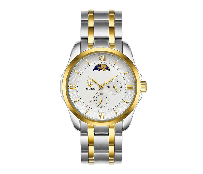 Tevise 9036 Fashion Moon Phase Automatic Watch Men - Gold & White - Zoom Image