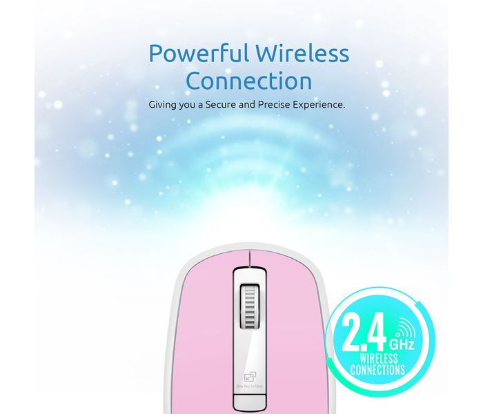 Promate Clix-3 2.4Ghz USB Wireless Ergonomic Mouse with Precision Scrolling, Pink - Zoom Image 2