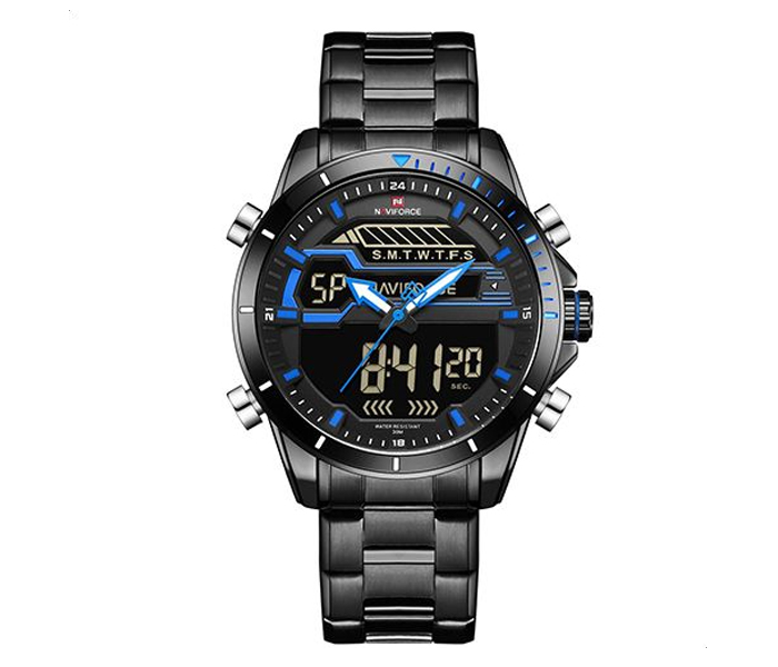 Naviforce 9133 Men Analog-Digital Stainless Steel Starp Watch - Blue - Zoom Image 3