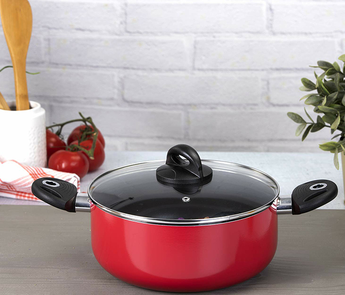 Royalford RFU9082 7 Pieces Aluminum Non-Stick Cookware Set - Red - Zoom Image 4