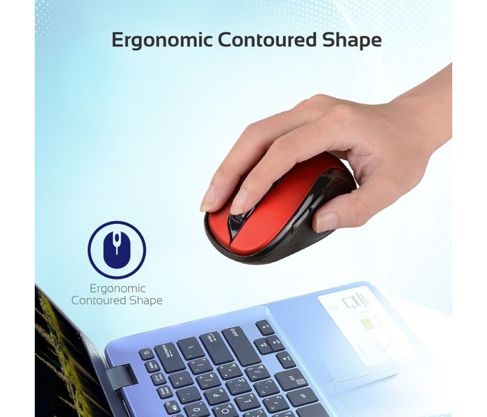 Promate Clix-7 2.4GHz Wireless Ergonomic Optical Mouse, Red - Zoom Image 5