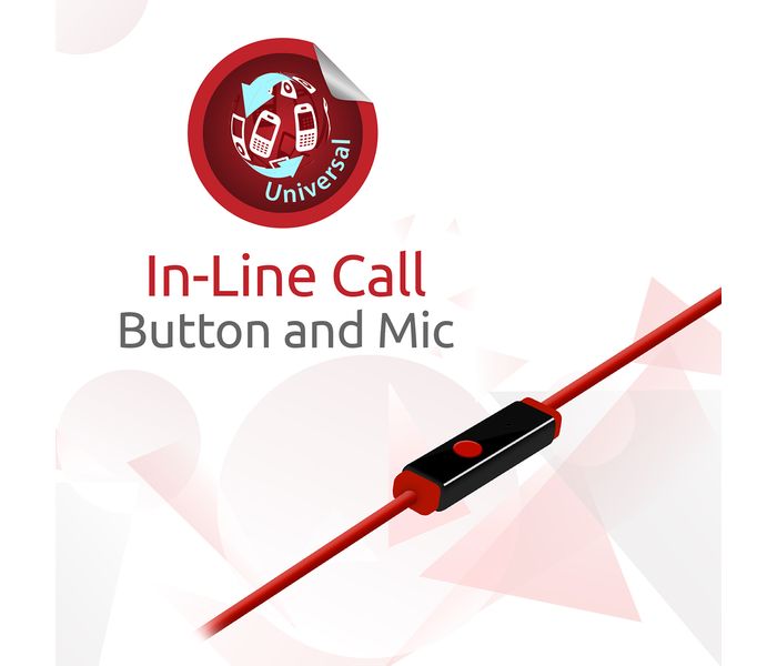 Promate Glitzy Premium In Ear Noise Isolating Earhook Over-Ear Headphones, Red - Zoom Image 5