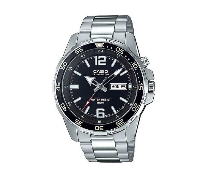 Casio MTD-1079D-1A2VDF Mens Analog Watch Black and Silver - Zoom Image