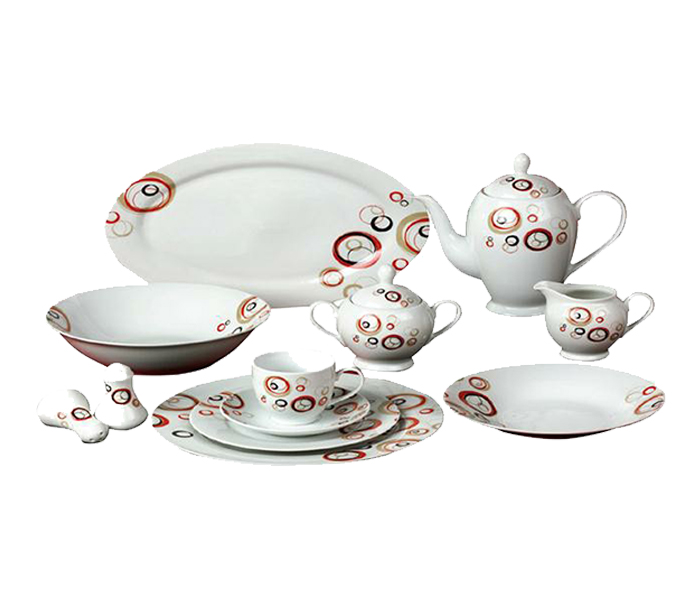 Royalford RF8372 49 Pieces Floral Square Dinner Sets - White - Zoom Image