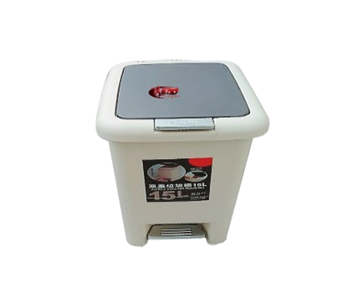 WTC WTC-17154 15 Litre Dust Bin with Pedal - White & Grey - Zoom Image