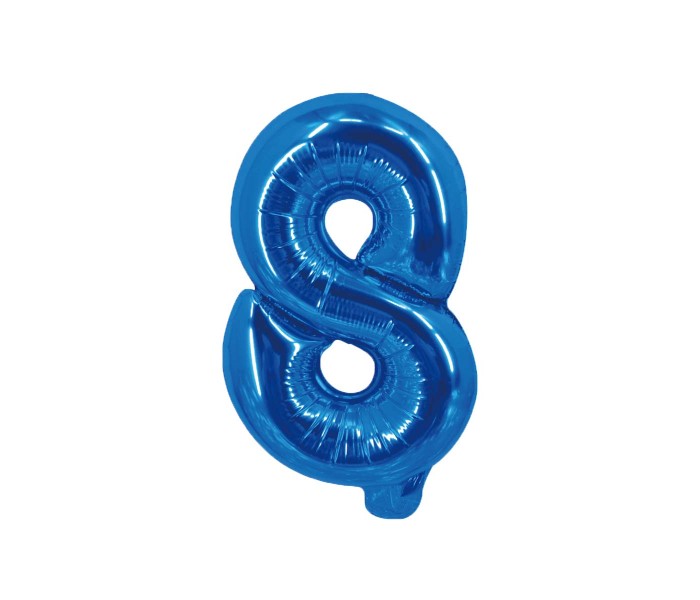 Party Time 8-B-804086 Number 8 16 Inch Foil Balloon Blue - Zoom Image