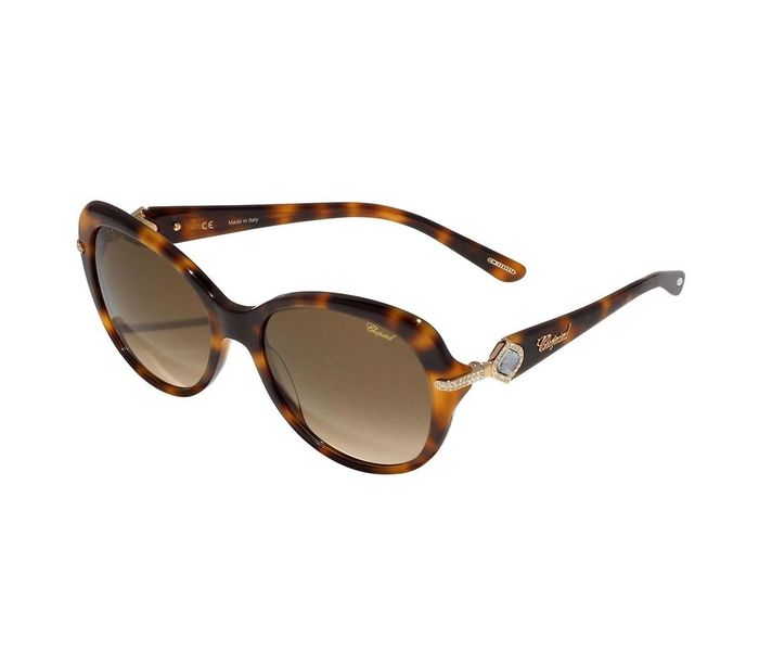 Chopard SCH130S 09AJ Oval Havana Frame & Brown Gradient Mirrored Sunglasses for Women - Zoom Image