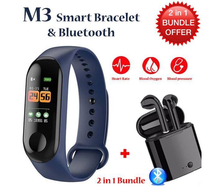 Fitness Tracking M3 Sporty Bracelet and Twin Bluetooth Headset with Power Bank SB54 Assorted - Zoom Image 3