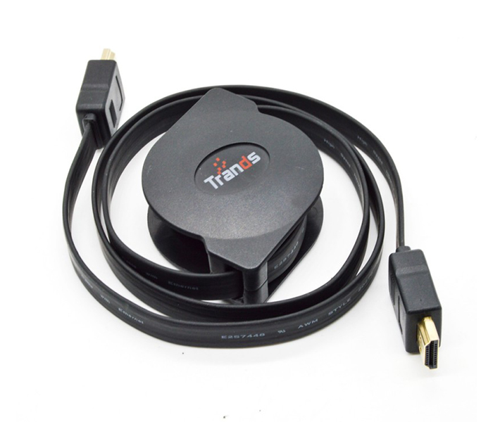 Trands TR-CA888 Retractable HDMI Male to Male Cable - Black, 1 Meter - Zoom Image 2