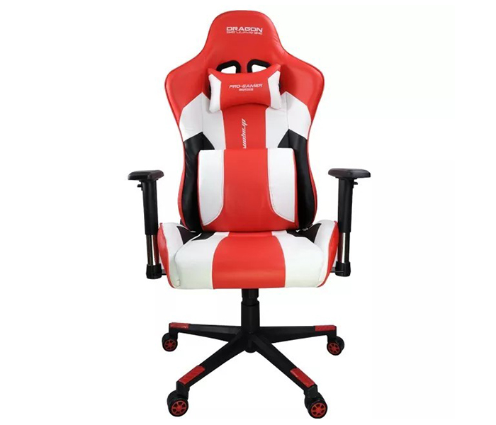 Dragon War GC-007 Gaming Chair with Massage Cushion - Red & White - Zoom Image 2