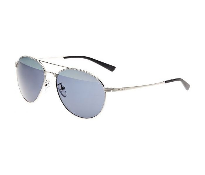 Police S8953V579H Round Shiny Palladium Frame & Silver Mirror / Smoke Mirrored Sunglasses for Men - Zoom Image 3