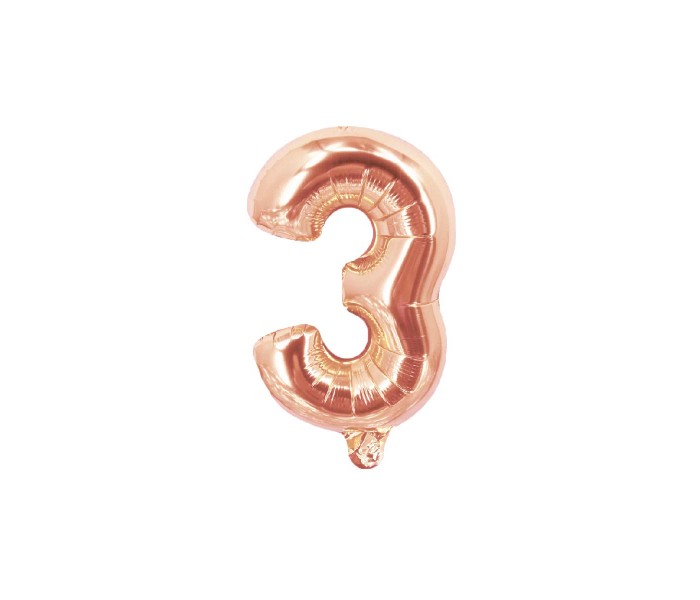 Party Time 3-RG-804000 Number 3 16 Inch Foil Balloon Rose Gold - Zoom Image