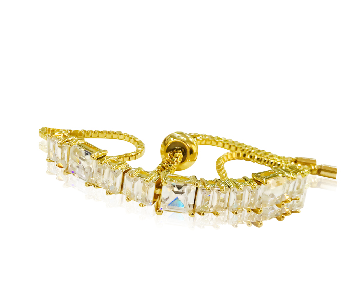 Milano 105260-01 Rhinestone Crystal Adjustable Tennis Bracelet 18K Gold Plated - Zoom Image 2