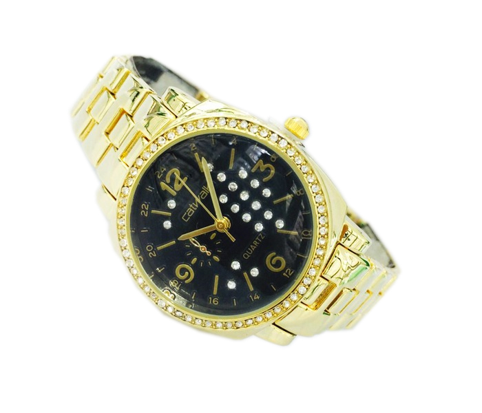 Catwalk CW-176 Genuine quality Fashionable Cz Watch For Women Gold and Black - Zoom Image