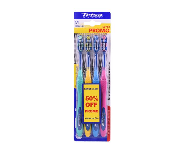 Trisa Flex Head 4 Unit Pack Medium Toothbrush - 2+2 Pack - Zoom Image