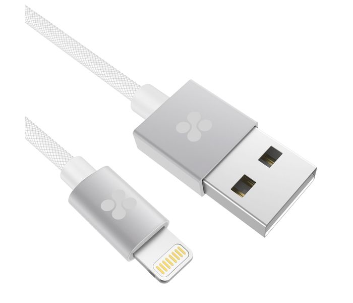 Promate Linkmate-LTF3 Nylon Braided Sync and Charger Cable with Lightning to USB Fast Charging - White - Zoom Image 7