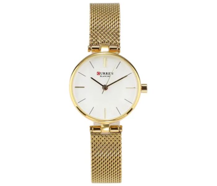 Curren 9038 Mesh Belt Quartz Watch For Women Gold and White - Zoom Image