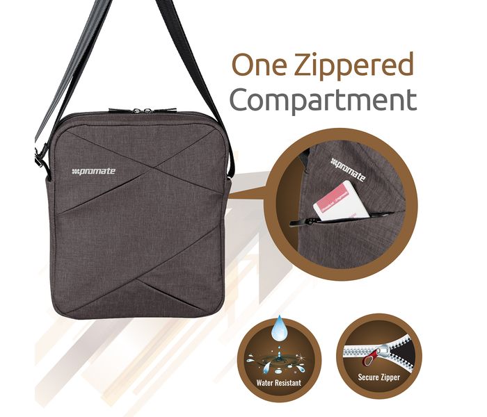 Promate Trench-S 9.7 inch Lightweight Design Tablets Shoulder Bag, Brown - Zoom Image 3