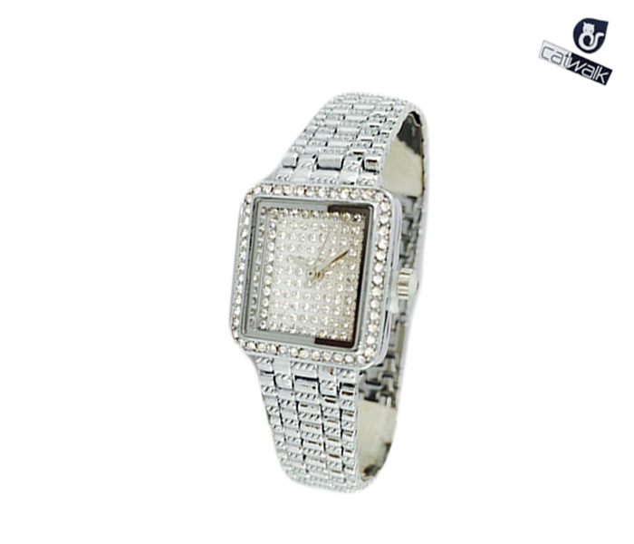 Catwalk CW-439 Genuine Quality Fashionable Cz Watch for Women - Silver - Zoom Image