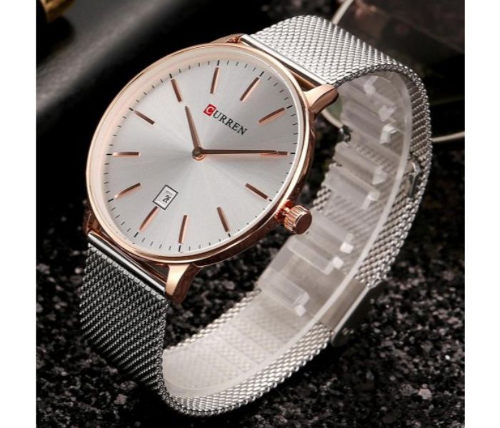 Curren 8302 Stainless Steel Analog Quartz Watch For Men Silver And Gold - Zoom Image 1