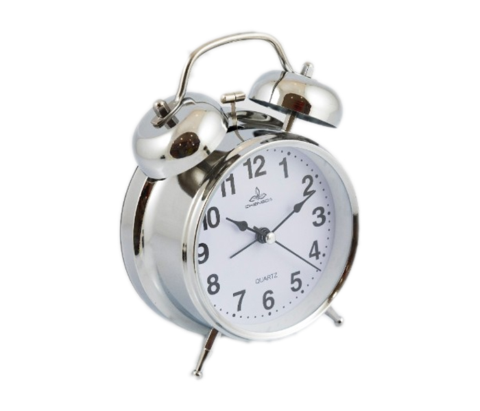 Stainless Steel Twin Bell Alarm Clock DD13118 Silver and White - Zoom Image 2