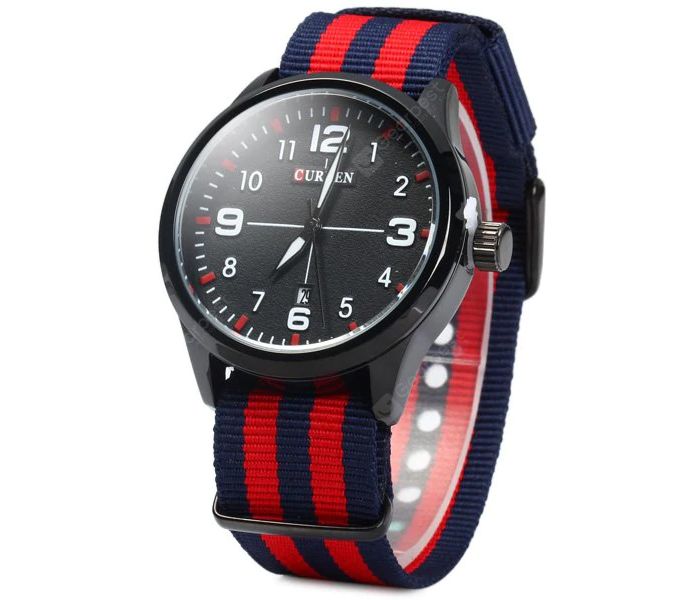 Curren 8195 Date Display Quartz Watch With Canvas Band For Men Red - Zoom Image