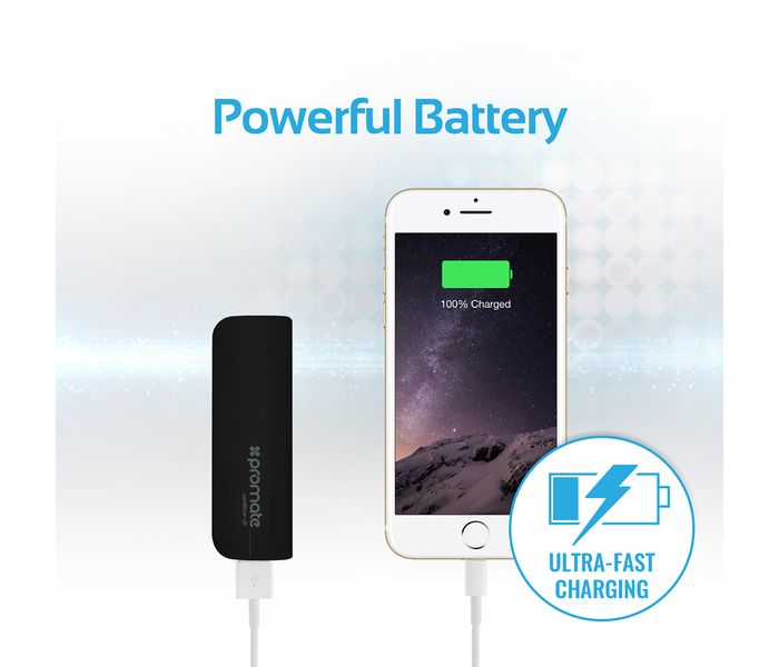 Promate Aid Bar-2 2500 mAh Ultra Compact Universal Power Bank, Black - Zoom Image 6