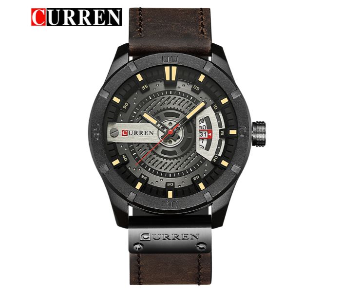 Curren 8301 Analog Quartz Watch For Men Black And Brown - Zoom Image